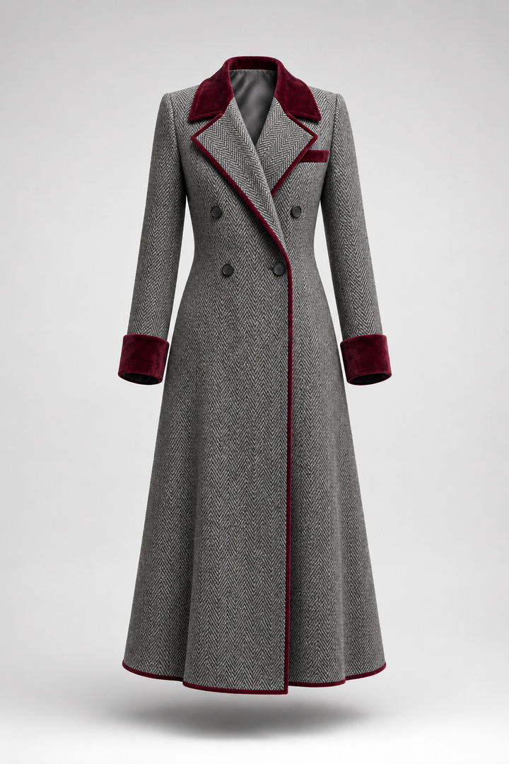 Felicity | Herringbone Long Coat