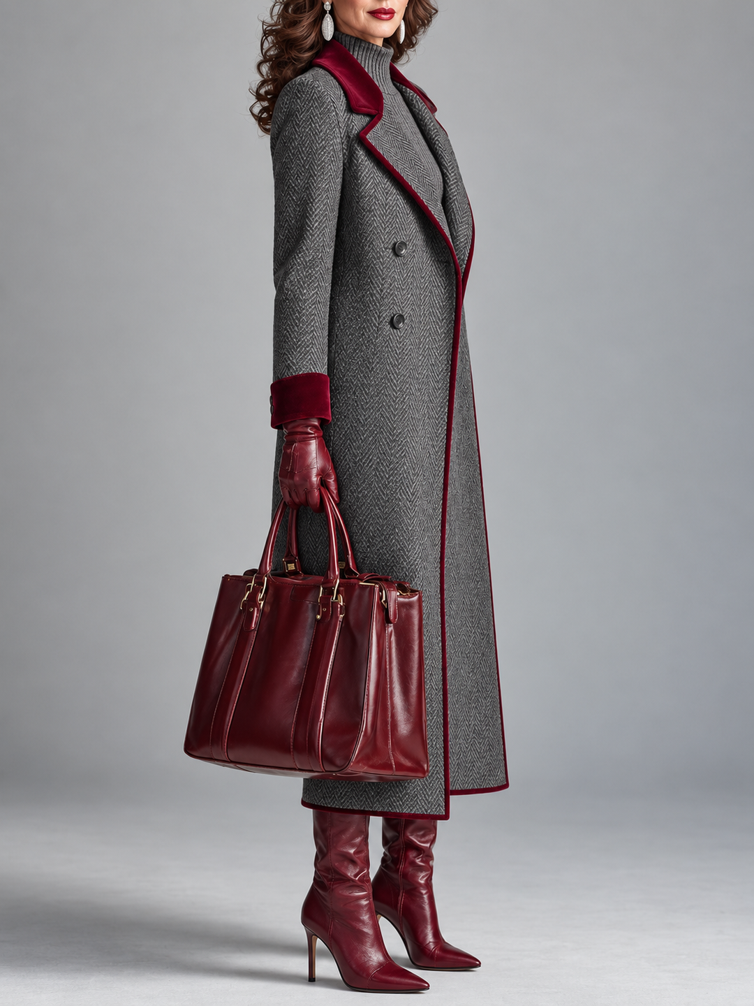 Felicity | Herringbone Long Coat