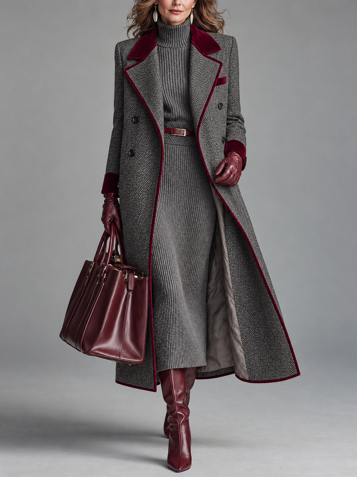 Felicity | Herringbone Long Coat