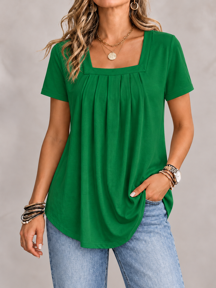Valina | Pleated Square Neck Top