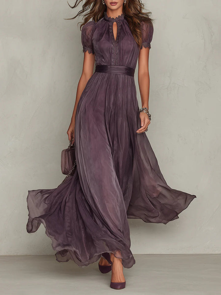 Brooke | Pleated Puff-Sleeve Midi Dress for Women