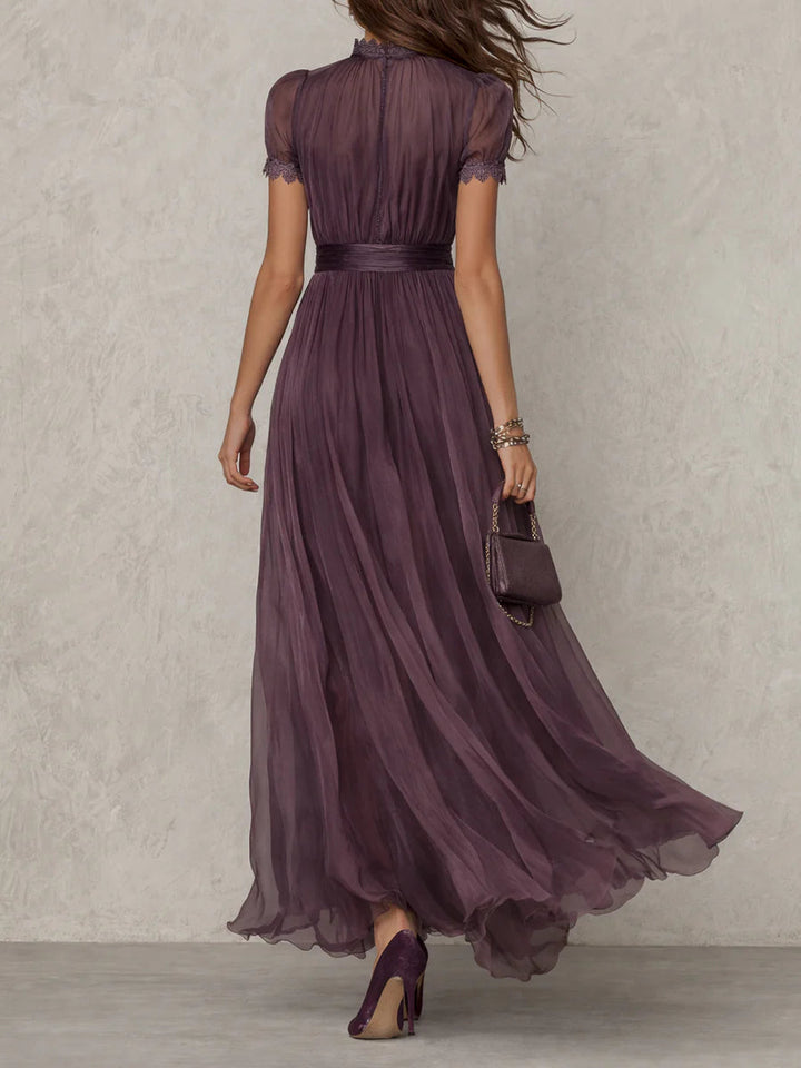 Brooke | Pleated Puff-Sleeve Midi Dress for Women