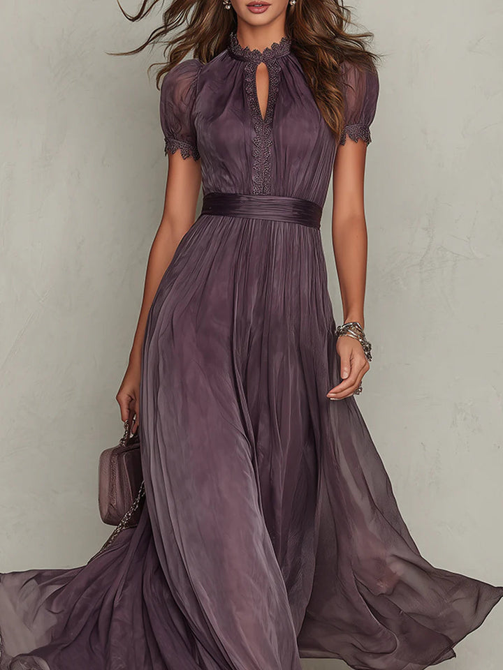 Brooke | Pleated Puff-Sleeve Midi Dress for Women