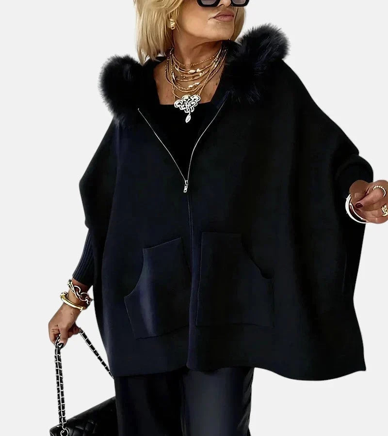 Bennett and Lowe Annabelle faux-fur collar button-front women's jacket, shown with plush faux fur collar and tailored fit.