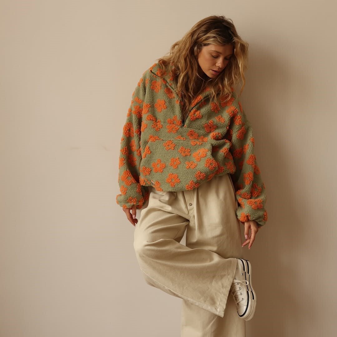 Daphne | Oversized Floral Half-Zip Pullover