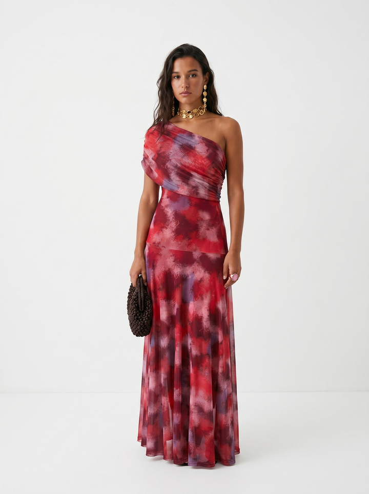 Jordan | One-Shoulder Print Maxi Dress for Women