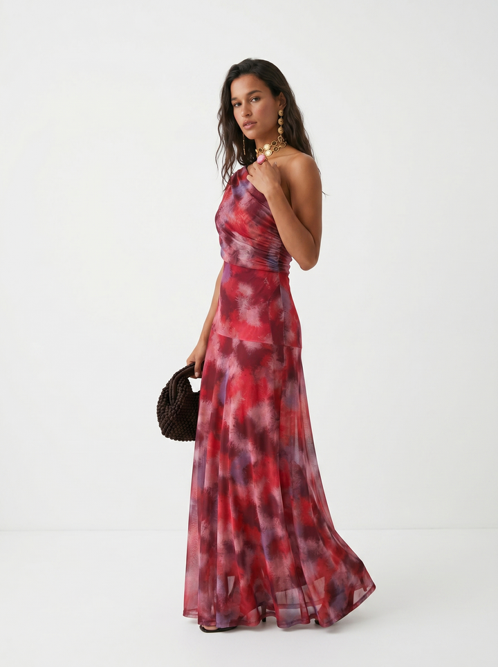 Jordan | One-Shoulder Print Maxi Dress for Women