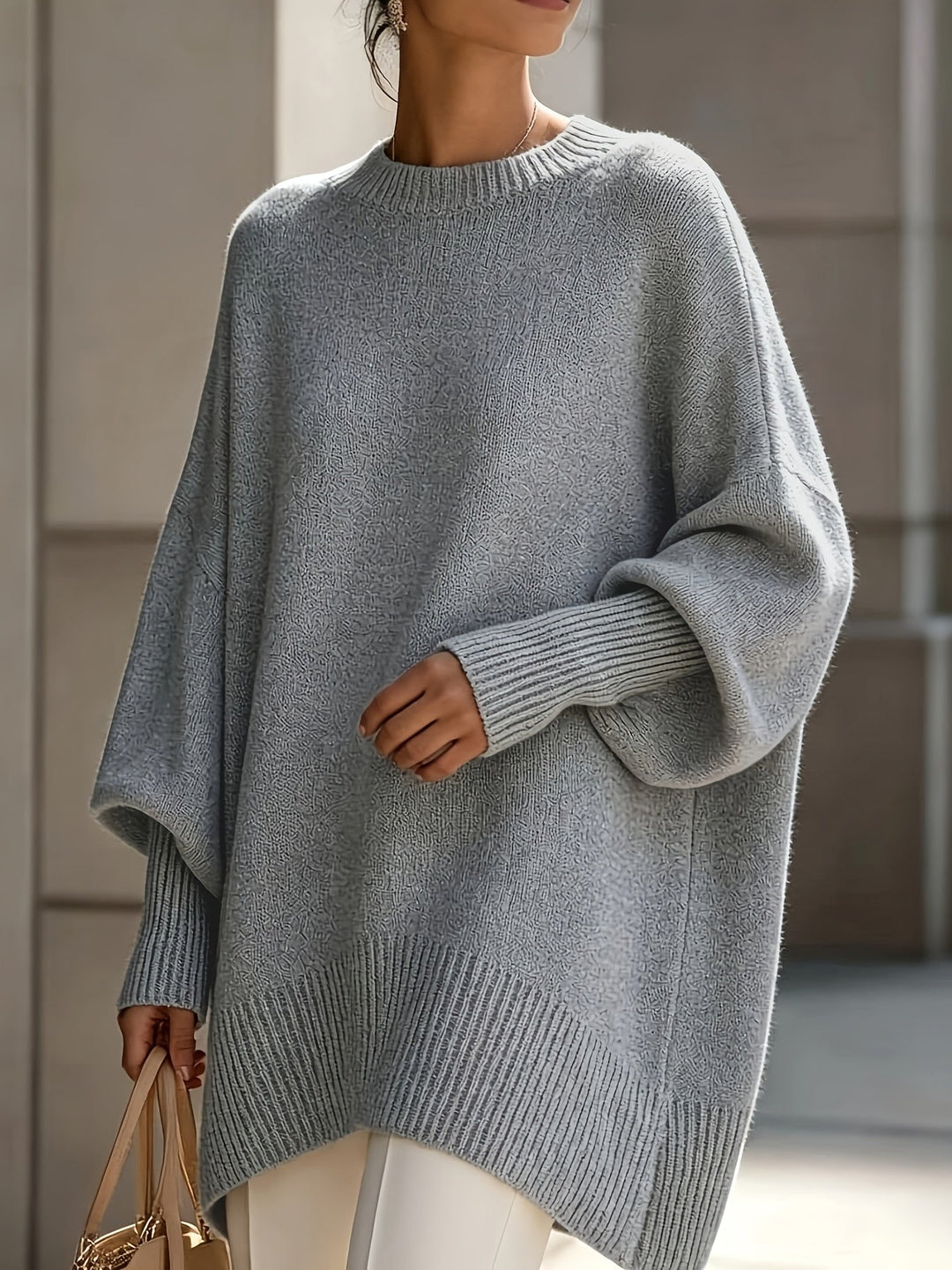 Bennett and Lowe Sorrel oversized batwing crew sweater in grey