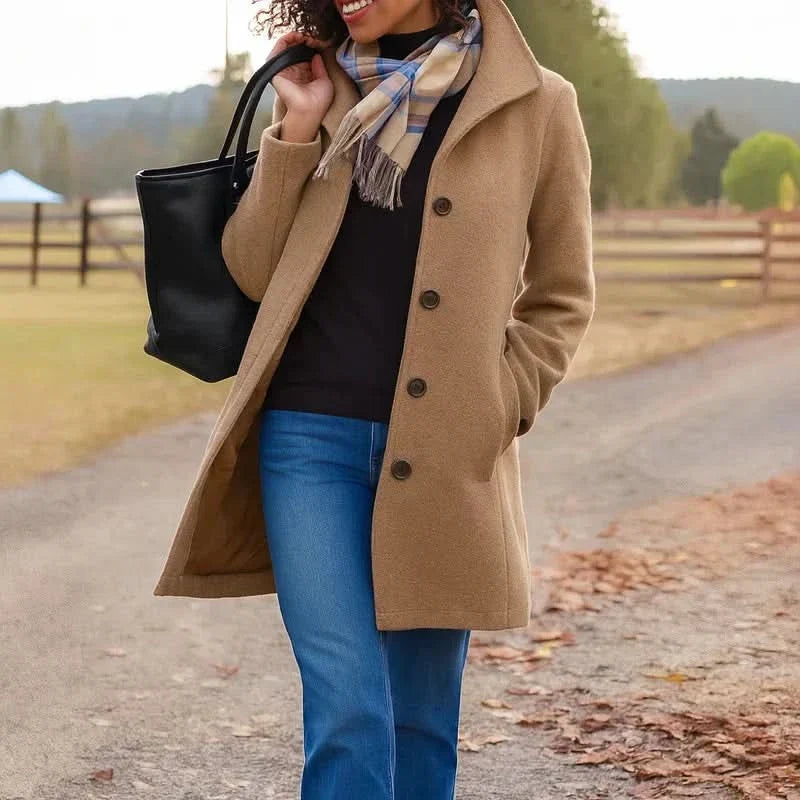 Marjorie | Classic Button-Front Long Coat for Women