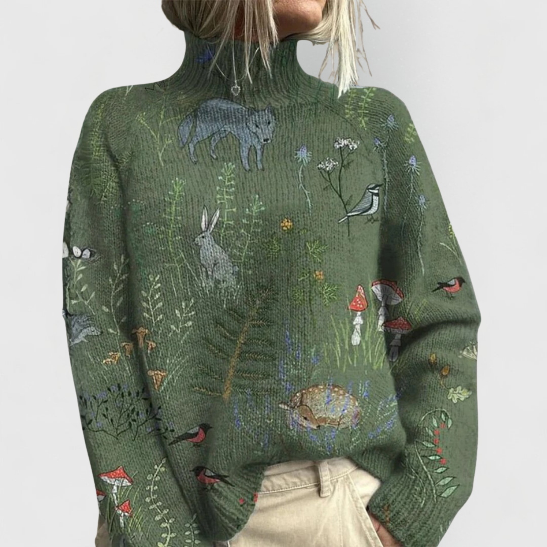 Centenia | Turtleneck Long-Sleeve Knit Sweater for Women