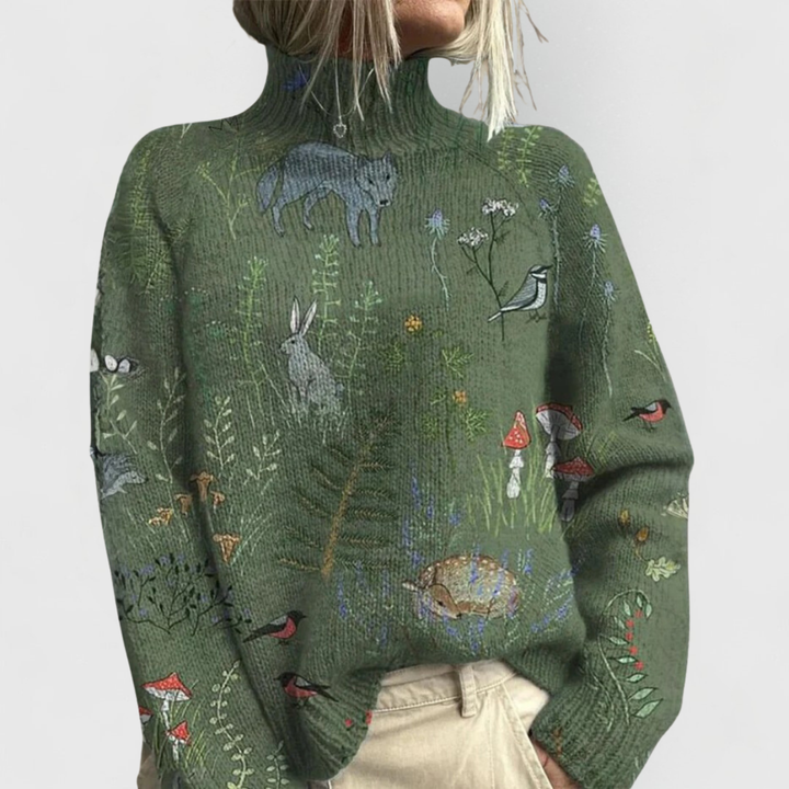 Centenia | Turtleneck Long-Sleeve Knit Sweater for Women