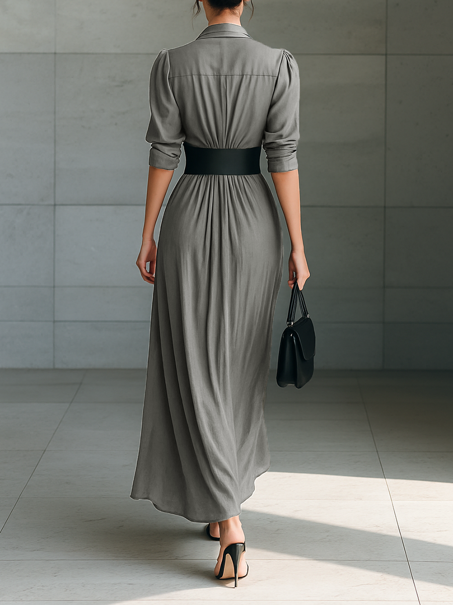 Veronica | Belted Pleated Maxi Dress