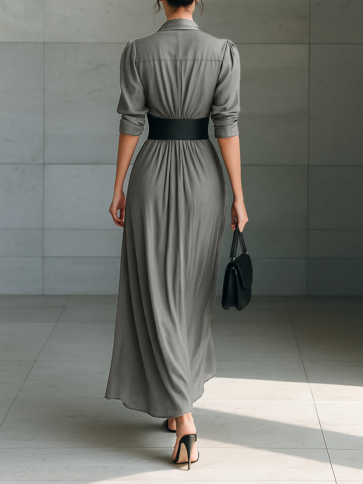 Veronica | Belted Pleated Maxi Dress