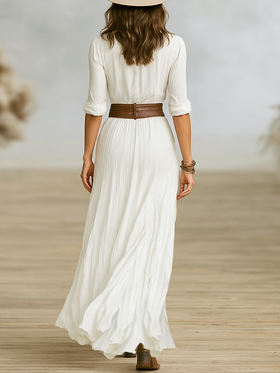 Susannah | Collared Pleated Maxi Dress