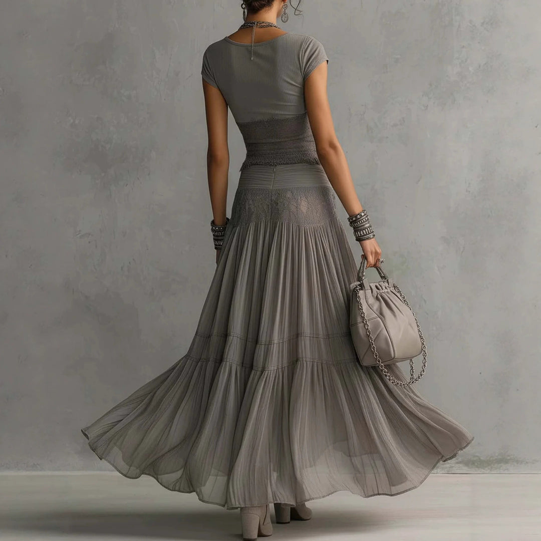 Olivia lace-paneled skirt set by Bennett & Lowe, featuring a stylish matching top and skirt with intricate lace details.