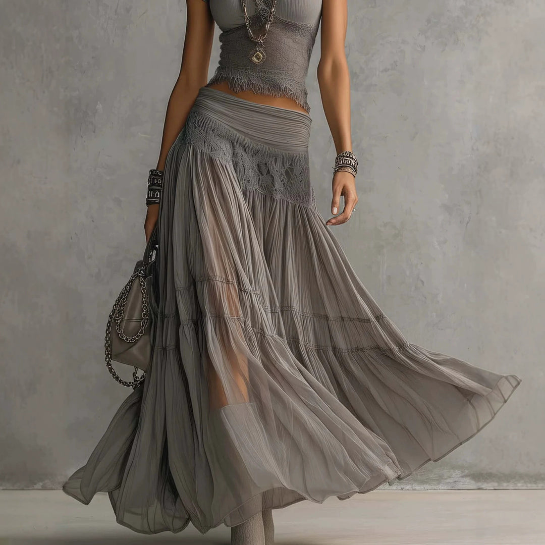 Olivia lace-paneled skirt set by Bennett & Lowe, featuring a matching top and skirt in a stylish, coordinated design.