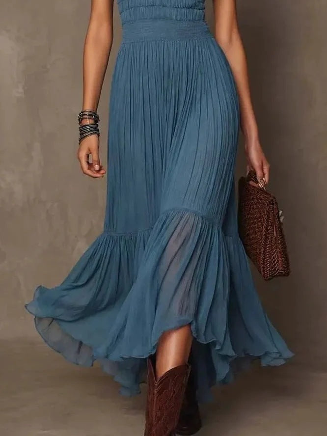 Florence ruffle maxi dress by Bennett and Lowe, flowing fabric with layered ruffles, elegant and stylish for formal occasions.