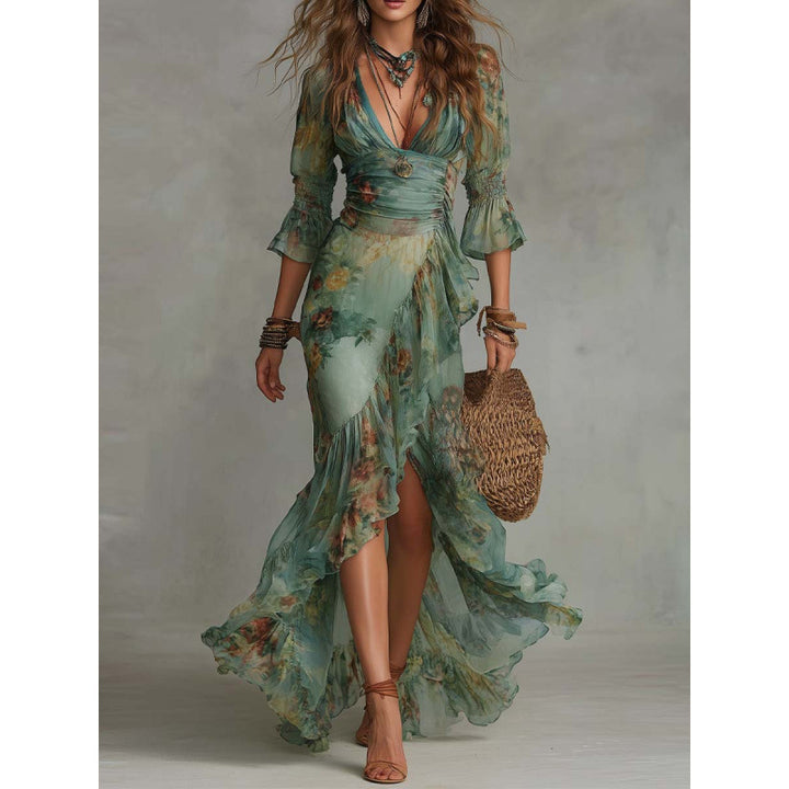 Isadora | Floral Ruffle Wrap Dress