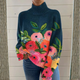 Alice | Floral Embroidered Turtleneck Knit Sweater