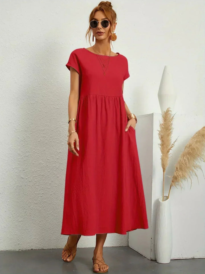 Kayla | Breathable White Midi Dress for Women