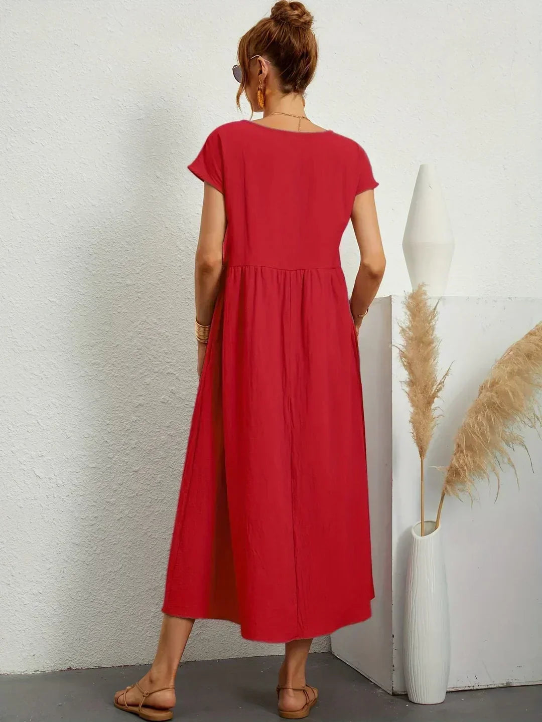 Kayla | Breathable White Midi Dress for Women