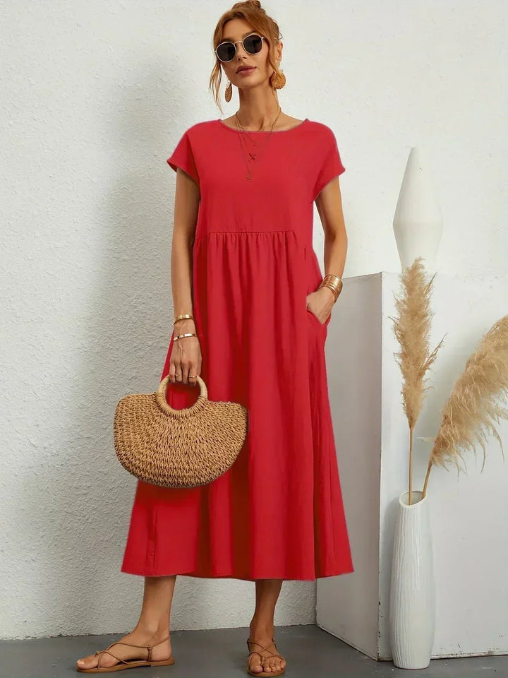 Kayla | Breathable White Midi Dress for Women