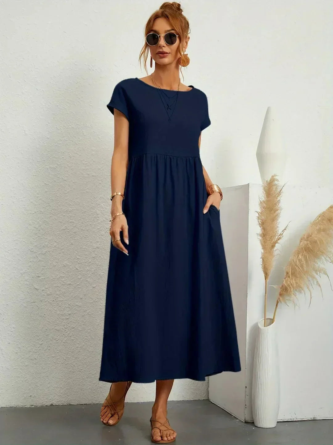 Kayla | Breathable White Midi Dress for Women