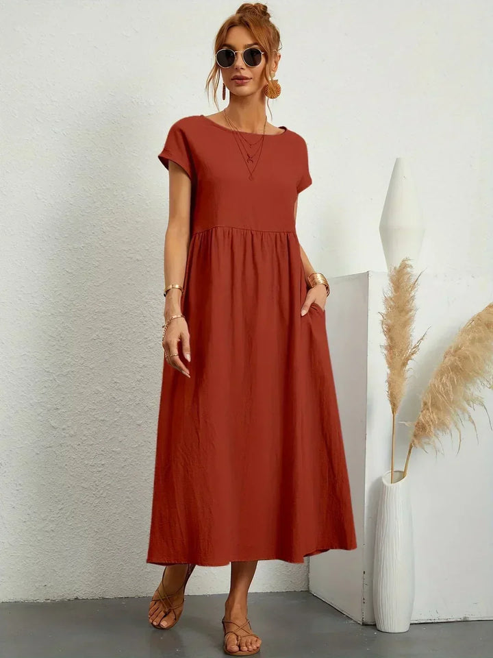 Kayla | Breathable White Midi Dress for Women
