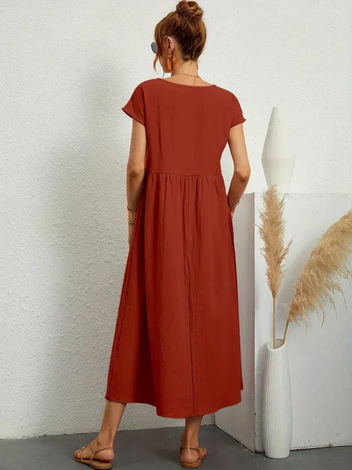 Kayla | Breathable White Midi Dress for Women
