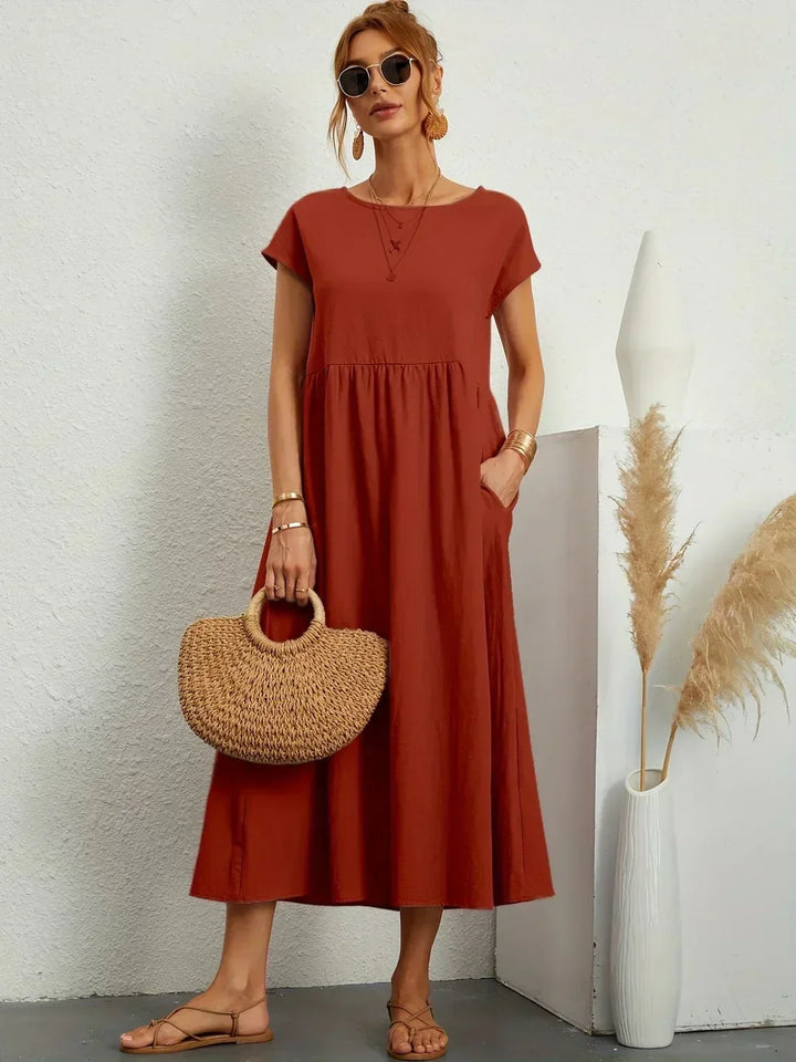 Kayla | Breathable White Midi Dress for Women
