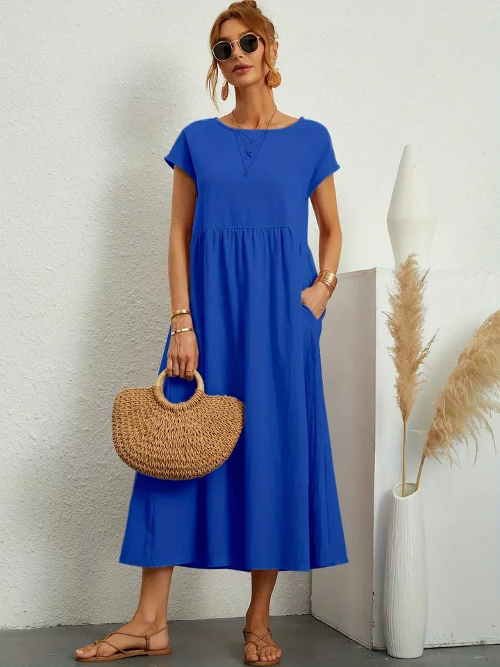 Kayla | Breathable White Midi Dress for Women