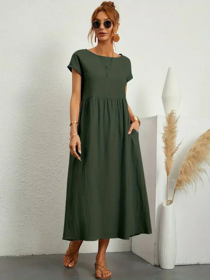Kayla | Breathable White Midi Dress for Women
