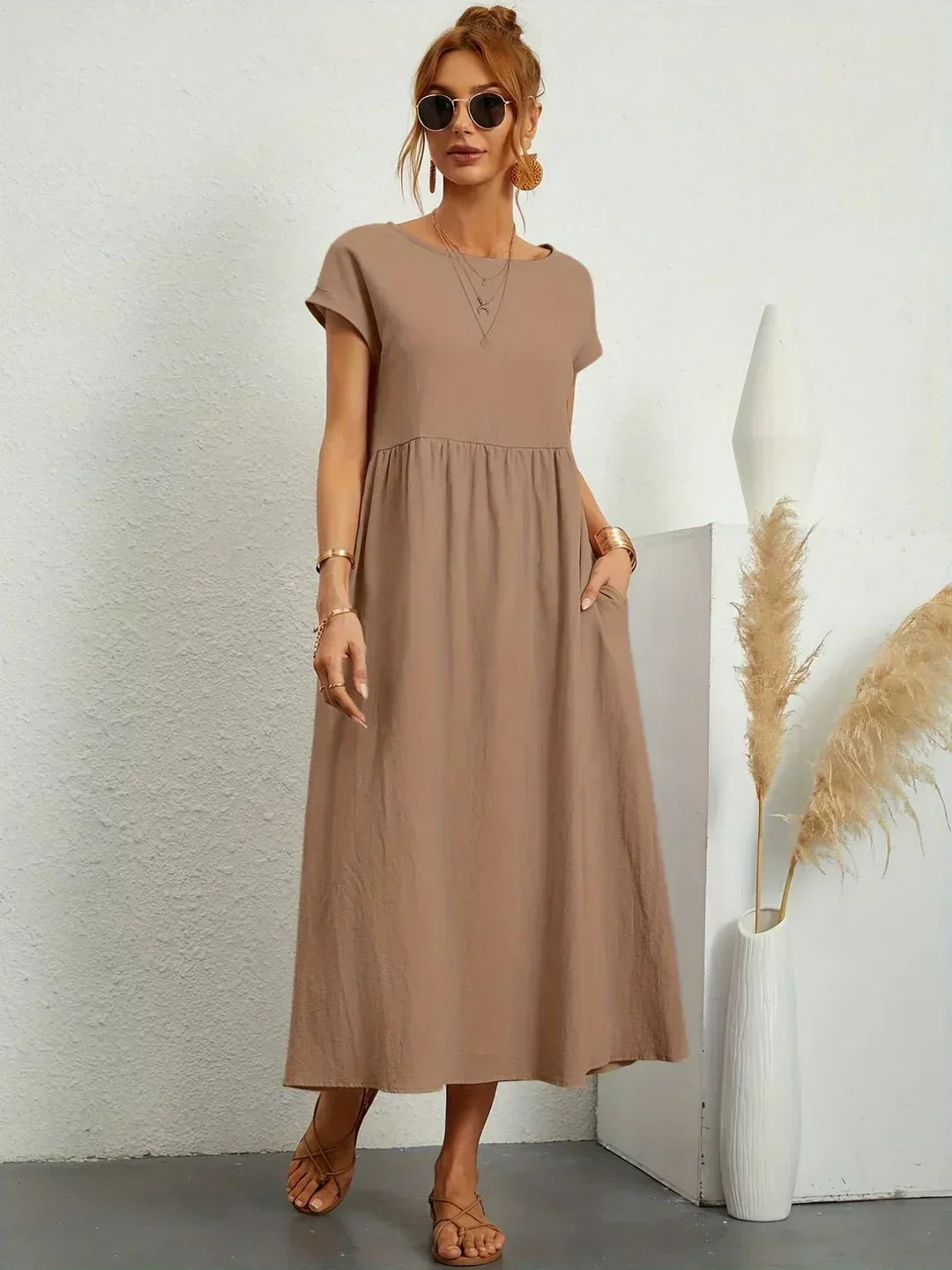 Kayla | Breathable White Midi Dress for Women