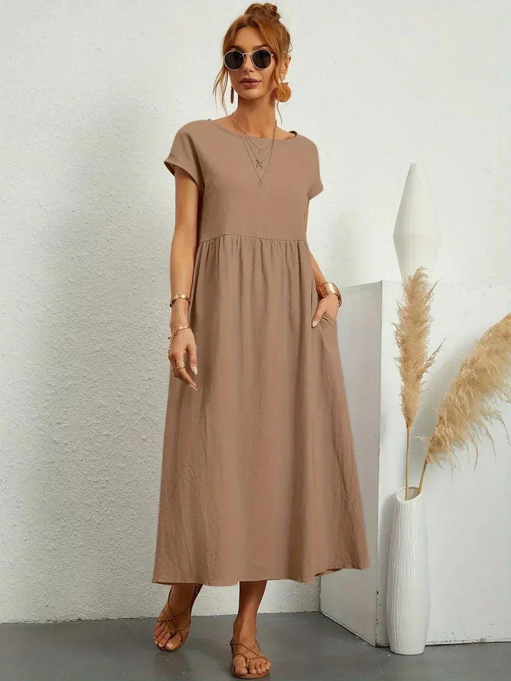 Kayla | Breathable White Midi Dress for Women