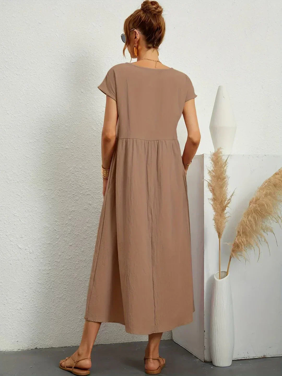 Kayla | Breathable White Midi Dress for Women
