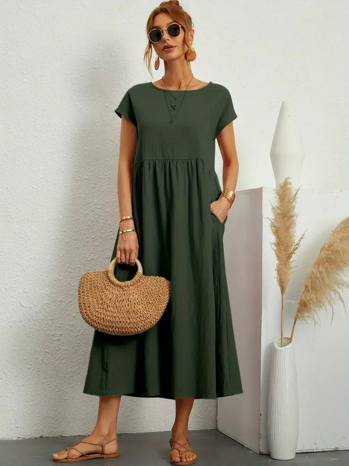Kayla | Breathable White Midi Dress for Women