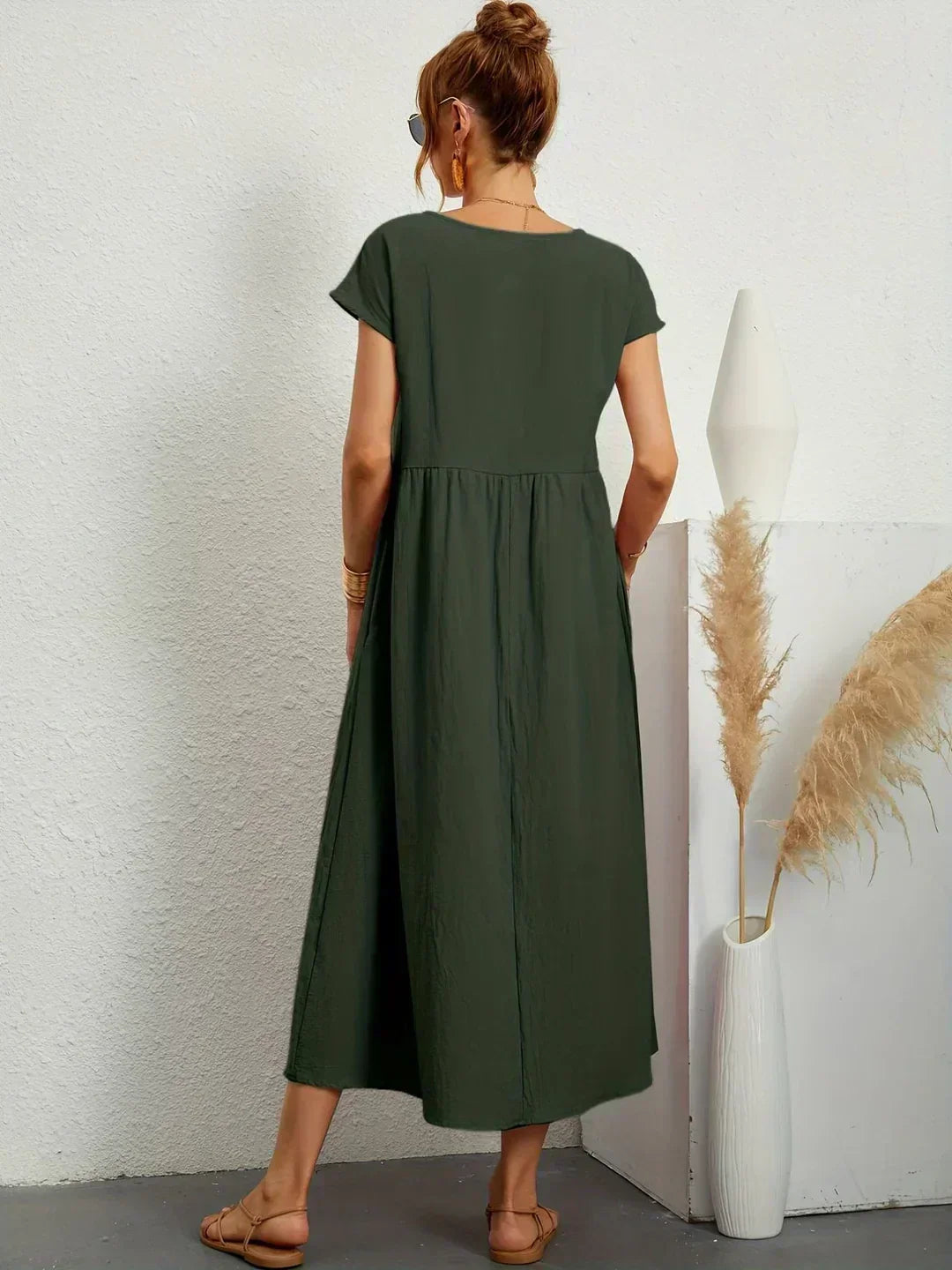Kayla | Breathable White Midi Dress for Women