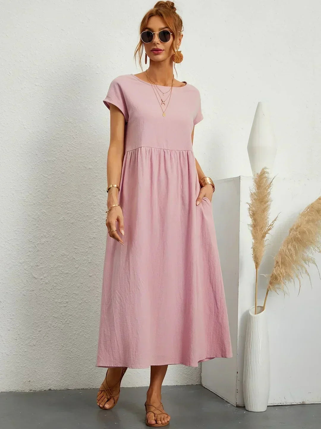 Kayla | Breathable White Midi Dress for Women