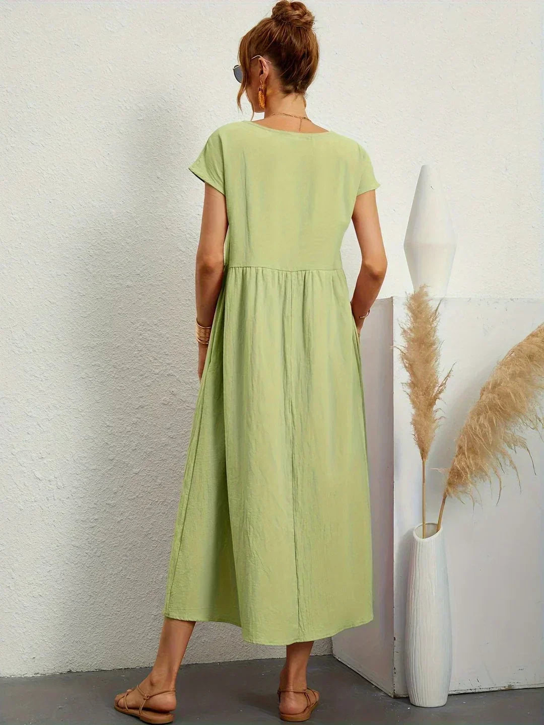 Kayla | Breathable White Midi Dress for Women