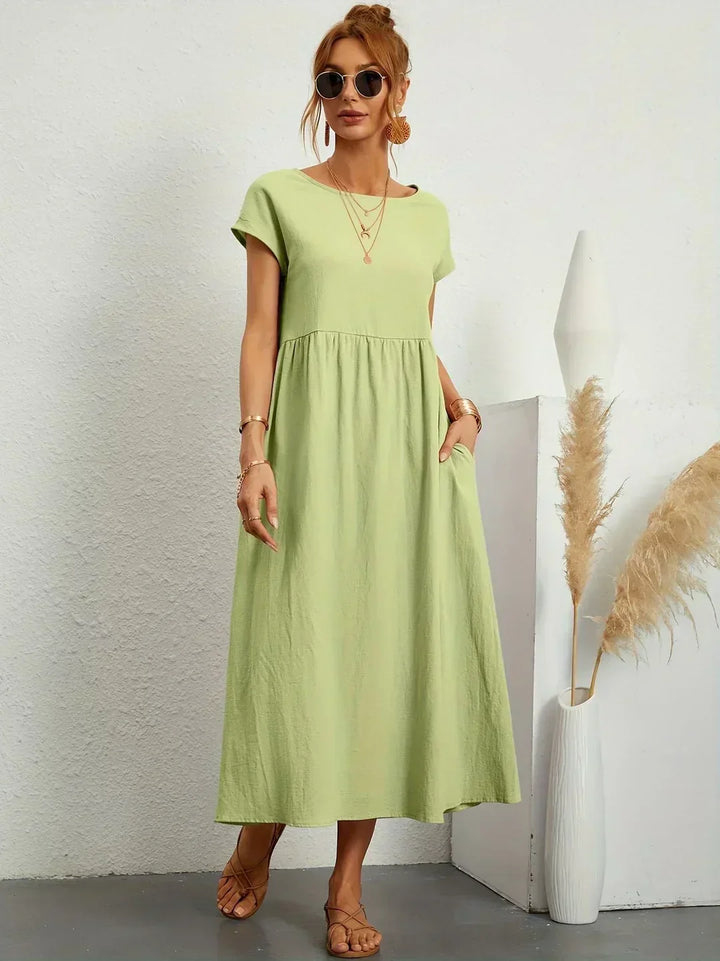Kayla | Breathable White Midi Dress for Women