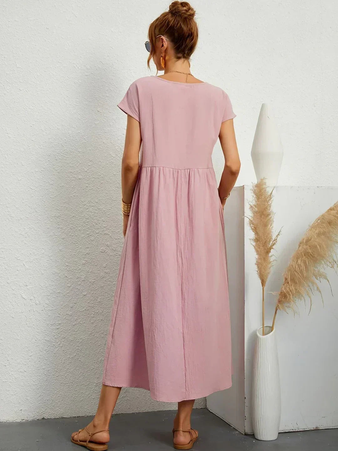 Kayla | Breathable White Midi Dress for Women