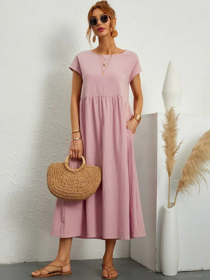 Kayla | Breathable White Midi Dress for Women