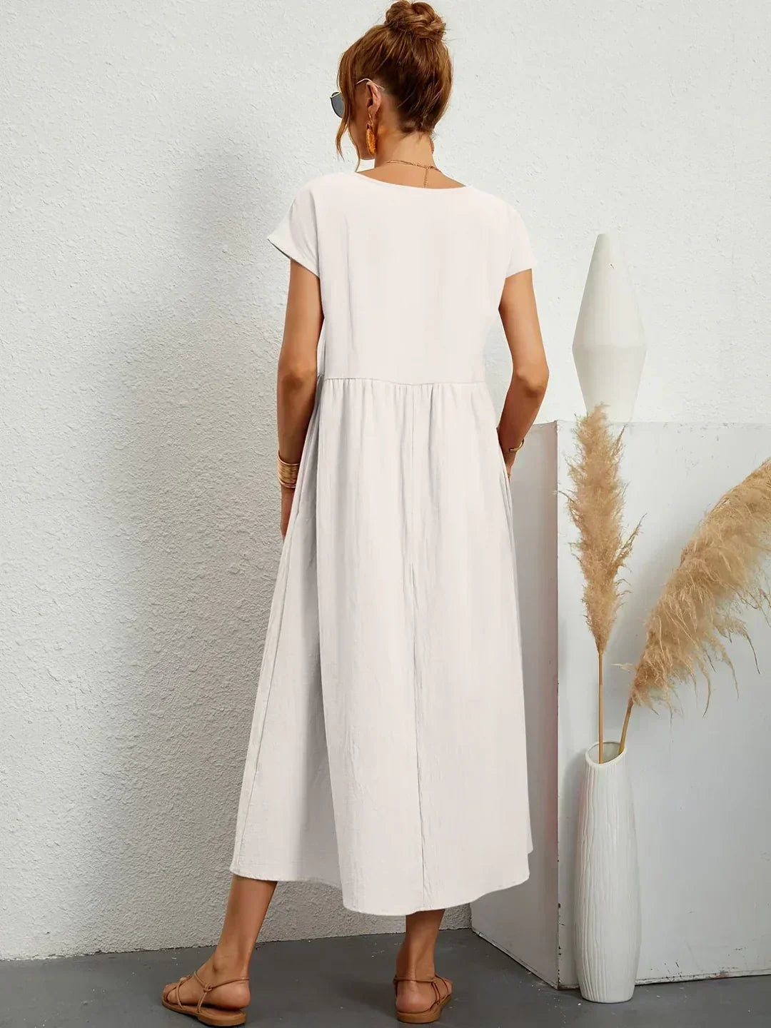 Kayla | Breathable White Midi Dress for Women