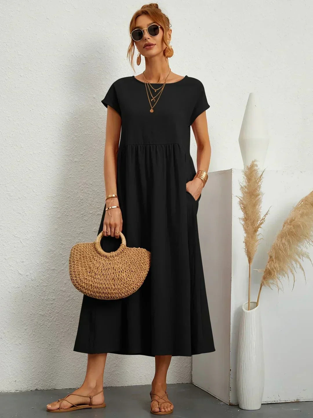 Kayla | Breathable White Midi Dress for Women