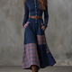 Helena Ivy | Belted Plaid Long-Sleeve Maxi Dress for Women