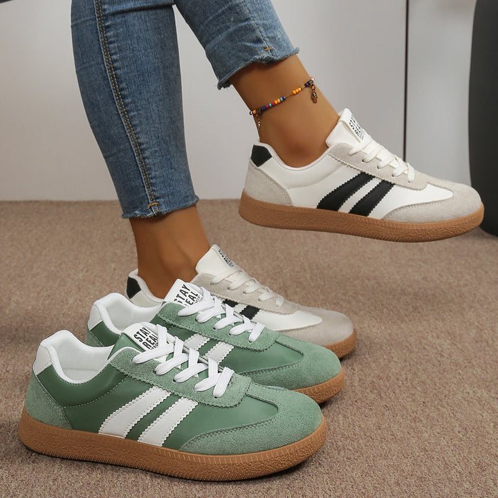 Tindra | Retro Striped Lace-Up Sneakers