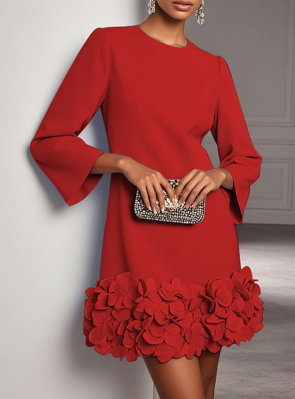 Petra | Flared Sleeve Flower Hem Mini