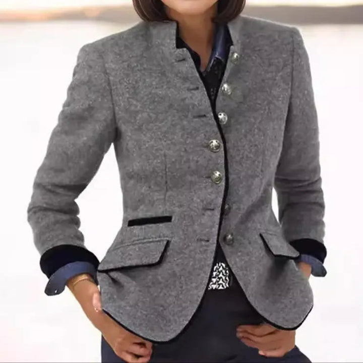 Tilda | Stand Collar Contrast Trim Blazer