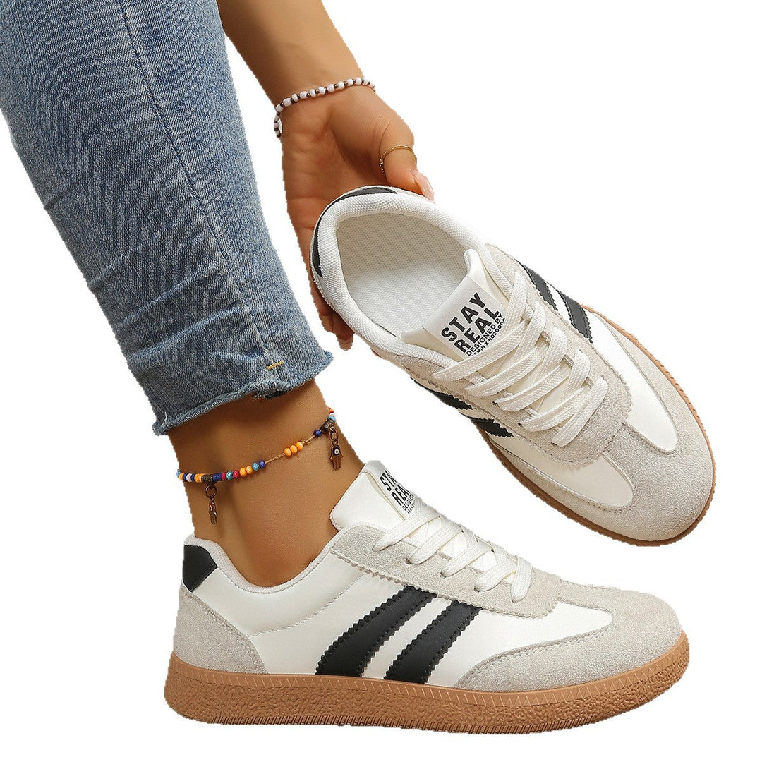 Tindra | Retro Striped Lace-Up Sneakers
