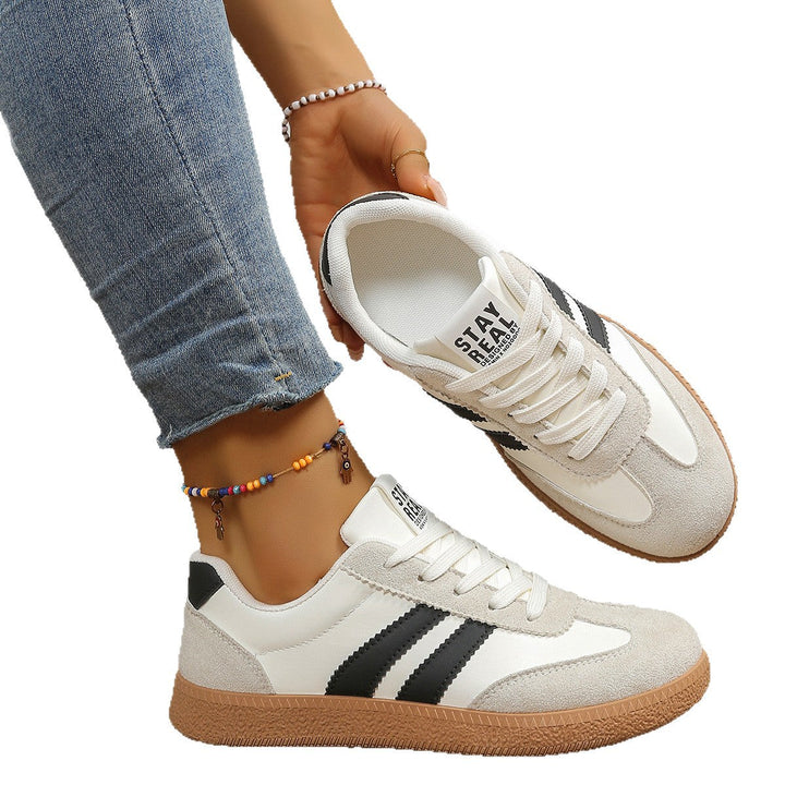 Tindra | Retro Striped Lace-Up Sneakers